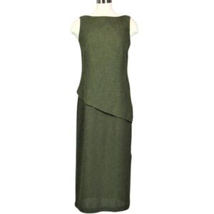 Sheri Martin Dress Sleeveless Sheath Midi Length Vintage Green Women's 4 Petite